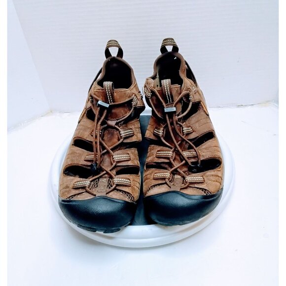 Keen Mens Brown Outdoor Sandals Size US 12 Waterproof Leather & Rubber Durable T - Picture 1 of 7
